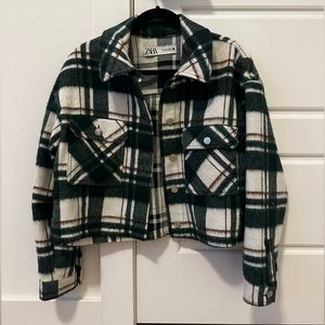 Zara Plaid Shirt Jacket Cropped
